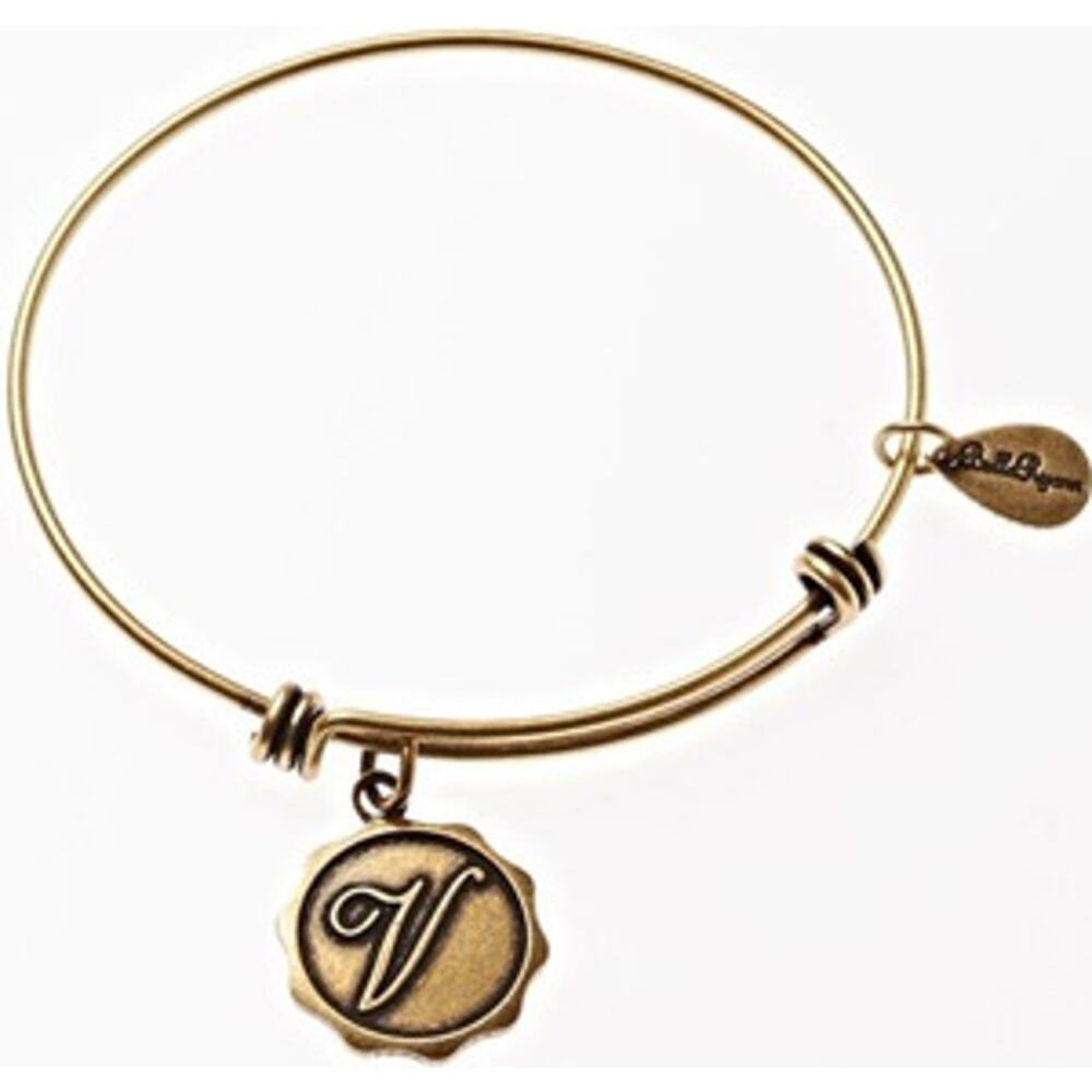 Bella Ryann V Adjustable Expandable Goldtone Wire Bangle Bracelet Initial